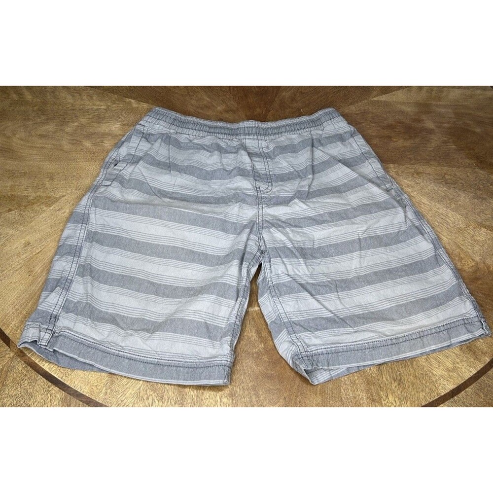 Eddie Bauer Shorts Sz Medium Gray Striped 100% Cotton Men Unlined Shorts Stretch
